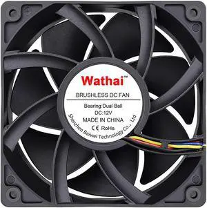 Wathai 12038 120mm x 38mm PWM Computer PC Case Fan 12V 4pin 5300rpm High Airflow Duall Ball CFM FG DC Brushless Cooling Fan
