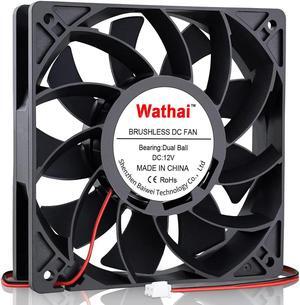 Wathai 120mm x 25mm 12V High Pressure CFM Fan Dual Ball High Speed DC Brushless Cooling Fan