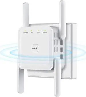 WiFi Extender Booster Repeater for Home & Outdoor, Super Booster 1200Mbps(6000sq.ft), WiFi 2.4&5GHz Dual Band WPS WiFi Signal Strong Penetrability, 360° Coverage, Supports Ethernet Port