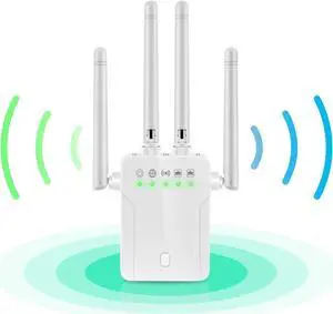 WiFi Range Extender Signal Booster - 1200Mbps WiFi Extender Covers up to 9800sq.ft, 2.4G/5G WiFi Booster and Signal Amplifier, Wireless Internet Booster for Home, 1-Tap Quick Setup