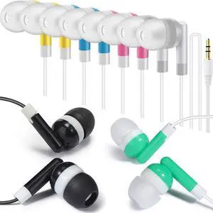 120 Pack Bulk Earbuds in Ear Headphones Earbud Assorted Colors Wire Earphones Wholesale for Classroom Libraries Students Individually Bagged