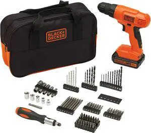 20V MAX* POWERCONNECT Cordless Drill Driver Kit with Drill Bit Set and Sockets 100 pc. Tool Kit for Home Battery and Charger Included Orange (BDC120VA100)