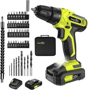 GardenJoy Cordless Power Drill Set: 12V Electric Drill with Fast Charger