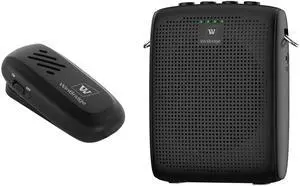 W WINBRIDGE Wireless Voice Amplifier with Bluetooth Lavalier Lapel Microphone for Teachers,Portable Speaker and Wireless Clip On Microphone System, Mini Megaphone Speaker Mic Set 15W 2600mAh WB005