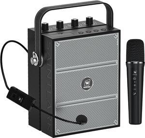 W WINBRIDGE 60W Powerful Wireless Voice Amplifier with Handheld and Headset Microphones for Teachers,Portable PA System with Sound Effects, Karaoke Speaker and Mic System Support Guitar Play S97