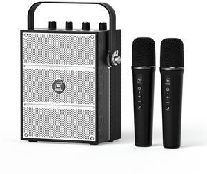 W WINBRIDGE 100W Powerful Voice Amplifier with 2 Wireless Microphones, Big Pro Sound Portable Speaker with Microphone, Bluetooth Speaker PA System Karaoke Machine Support BT/USB/TF Card/Aux/Guitar S99