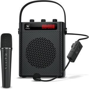 W WINBRIDGE Voice Amplifier Bluetooth 5.3 Wireless Headset Mirophone/Handheld Mic-40W Rechargeable Megaphone Personal Pa System Portable Microphone and Speaker Set, 4 Sound Effects ,S95