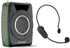 W WINBRIDGE Bluetooth 5.0 Voice Amplifier with Wireless Mic Headset, Waterproof Wireless Voice Amplifier, 20W Loudly Portable Megaphone PA System for Teachers, Safety Drills, Outdoors Indoors,M801G