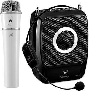 W WINBRIDGE S92 Pro Portable PA System -25W Bluetooth Speaker with Dual Wireless Microphones, Wireless Voice Amplifier with Headset Mic and Handheld Mic for Presentations, Teaching, Karaoke