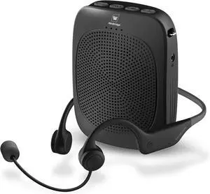 W WINBRIDGE Bluetooth Voice Amplifier with Wireless Earhook Mic,Wireless Mic with Speaker Combo,Mini Megaphone with Wireless Amplifier Headset,Portable PA System,Classroom Microphone for Teachers-C007