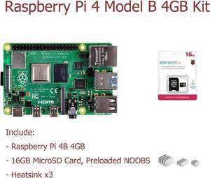 Raspberry Pi 4 Model B 4GB Kit with 16GB Micro SD Card, Heatsinks