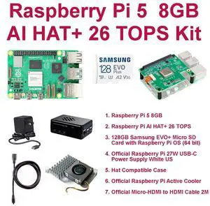 Raspberry Pi 5 8GB AI HAT+ 26 TOPS Kit Raspberry Pi 5 8GB AI HAT+ 26 TOPS Kit