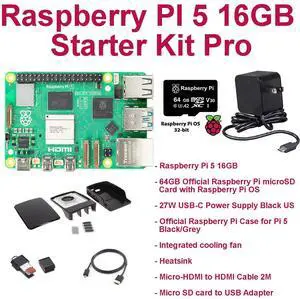 Raspberry Pi 5 16GB Start Kit Pro (Black)