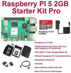 Raspberry Pi 5 2GB Starter Kit Pro Black