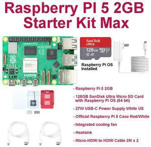 Raspberry Pi 5 2GB Starter Kit Max White Raspberry Pi 5 2GB Starter Kit Max White