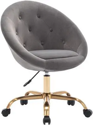 Swivel Height Adjustable Task Chair Tufted Velvet Upholstered Office Chair