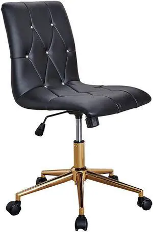 Swivel Height Adjustable Task Chair Armless PU Leather Tufted Office Chair