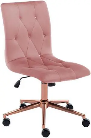 Swivel Height Adjustable Task Chair Armless Velvet Tufted Office Chair