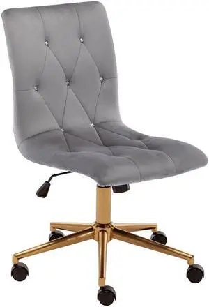 Swivel Height Adjustable Task Chair Armless Velvet Tufted Office Chair