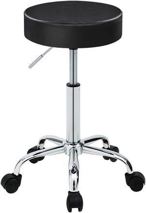 Adjustable Height Swivel Backless PU Leather Counter Stool with Wheels