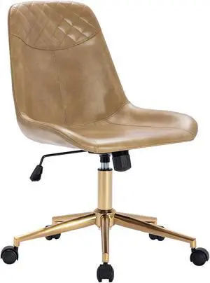 Duhome Modern PU Leather Office Chair Desk Chair Swivel Computer Chair with Gold Base
