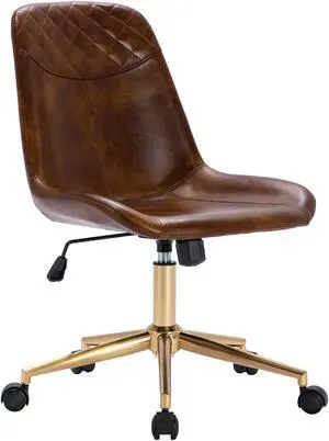 Duhome Modern PU Leather Office Chair Desk Chair Swivel Computer Chair with Gold Base