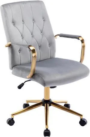 Duhome Desk Chair Grey Office Chair Home Office Desk Chairs with Wheels Computer Chair for Office Desks Swivel Adjustable Velvet Chair with Armrest