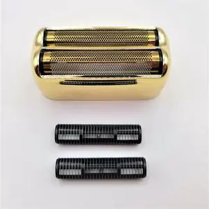 Shaver 2X Blades Cutter + Replacement Foil Prewave Compatible with Babyliss Pro FoilFX02 #FXRF2G FXFS2G FXRF2 Razor Head Accessories Parts Gold New