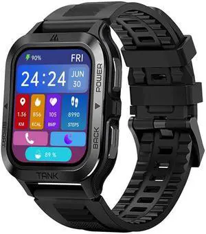 2023 Kospet Tank M2 Military Smartwatch Men Women Fitness Digital Watch Artificial Intelligence Voice 70 Sport Modes IP69K Water Resistant(black)