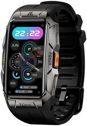 KOSPET Tank X1 Men's Smartwatch, 3D Curved AMOLED Display, 50 Days Battery Life, 5ATM/IP69K Water Resistant Watch, 70 Sport Modes Silver