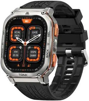 KOSPET TANK M3 Ultra Men's Smartwatch, Built-in GPS, 60-Day Long Battery, 5ATM and IP69 Water Resistant, 1.96-inch AMOLED HD Display, AI Voice Assistant Silver