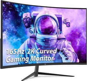 165Hz 2K Gaming Monitor, 27 Inch Frameless Display QHD 2560 x 1440P, Curved  1800R, VA 1ms MPRT, Supports 144Hz HDR, FreeSync, DisplayPort/HDMI 2.0