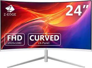 Z-EDGE 24" 1080P 1920 x 1080 Full HD 100Hz Curved Monitor, with Eye-Care Technology, FreeSync Compatible, 16.7 Million Colors, 8Bit, 100% sRGB