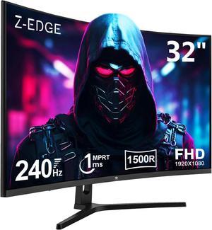 Z-EDGE UG32P 32" 1080P Curved Gaming Monitor, 240Hz, 1ms, HDR10, FreeSync, HDMI x2, DisplayPort x1, VESA Mountable, with RGB Breathing Light