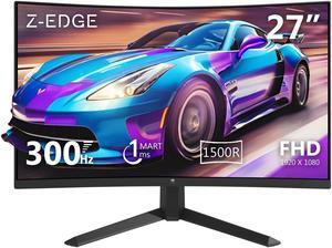 Z-EDGE 27" 1080P Full HD 300 Hz 1 ms Curved Gaming Monitor, HDMI x 2, DP x 2, FreeSync Compatible, Support Wall Mount