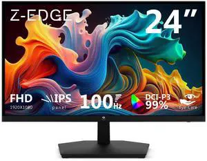 Z-EDGE 24" Full HD 1920 x 1080 100Hz 5ms Flat-Panel IPS Monitor, HDMI + VGA
