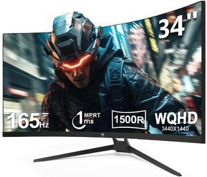 Z-EDGE 34" Ultra Wide 2K Curved Gaming Monitor, 21:9 UWQHD 3440x1440, 165Hz, 1ms, FreeSync, HDMI x2, DisplayPort x2, PBP & PIP Mode