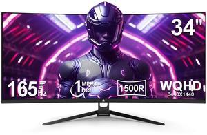 Z-EDGE UG34 34" UWQHD 3440 x 1440 Ultra Wide 21:9 165Hz 1ms 2K Curved Gaming Monitor, 300cd/m², FreeSync Compatible, PBP & PIP Mode, 2 x DP, 2 x HDMI, Supports Wall Mount