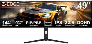 Z-EDGE UG49W 49" Super Ultra Wide DQHD 5120x1440 144Hz 1ms 3800R Curved Gaming Monitor, HDMI2.1 + DP1.4 + USB-C, 1.07B Colors (10bit), Adjustable Stand