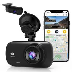 Z-EDGE Z3D-WiFi Dual Dash Cam, 4K UHD Front + 1080P Rear, GPS, Parking Mode, GSensor, Night Vision, Loop Recording, Built-in Speaker and Microphone, Supports Smartphone App