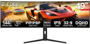 Z-EDGE 49" 32:9 DQHD 5120x1440 3800R Curved IPS Gaming Monitor, 144Hz 1ms, 400cd/m²,  1.07B Colors (10bit), Height / Tilt / Rotate Adjustable