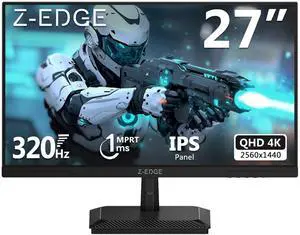 Z-EDGE 27 inch 2K QHD 2560x1440 320Hz 1ms Fast IPS Gaming Monitor, 16.7M Colors, sRGB 99%, HDMI x2, DisplayPort x2