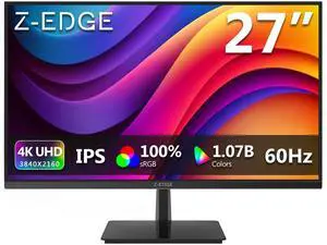Z-EDGE 27" Ultra HD 3840 x 2160 60Hz 5ms IPS 4K Monitor, 100% sRGB, 1.07B Colors, HDMI + DP, FreeSync Compatible