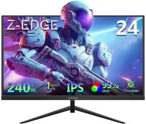 Z-EDGE UG24PJ-Black 24" 1080P Full HD 240Hz 1ms IPS Gaming Monitor, FreeSync, HDR10, HDMI 2.0, DP 1.4