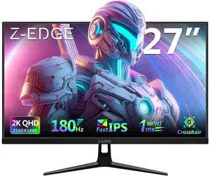 Z-EDGE UG27QF 27" 2K QHD 2560 x 1440 180Hz 1ms IPS Flat Panel Gaming Monitor, FreeSync Compatible, HDMI x 2, DP x 2, Eye-Care Technology