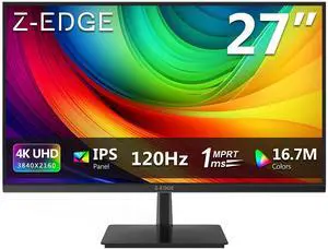 Z-EDGE S274K 27 inch 4K UHD 3840x2160 120Hz 1ms Flat Panel IPS Gaming Monitor, HDMI x2, DisplayPort x2