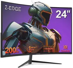 Z-EDGE 24" 1080P Full HD 200Hz 1ms Ultra Thin Frame Curved Gaming Monitor, FreeSync Compatible, HDMI, DP