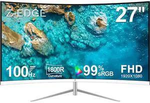 Z-EDGE 27" 1080P Full HD 1920 x 1080 100Hz Curved Monitor, HDMI + VGA, Eye Care Technology