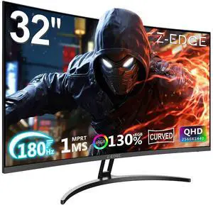 Z-EDGE UG32 32" 2560x1440 2K QHD 170Hz (DP) 144Hz (HDMI) 1ms Curved Gaming Monitor, FreeSync, HDMI x2 , DP x2, Eye-Care Technology