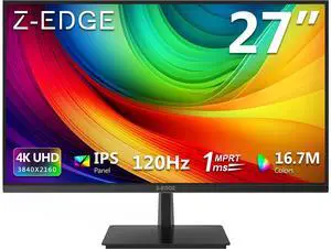 Z-EDGE S274K 27 inch 4K UHD 3840x2160 120Hz 1ms Flat Panel IPS Gaming Monitor, HDMI x2, DisplayPort x2 Z-EDGE S274K 27 inch 4K UHD 3840x2160 120Hz 1ms Flat Panel IPS Gaming Monitor, HDMI x2, DisplayPort x2